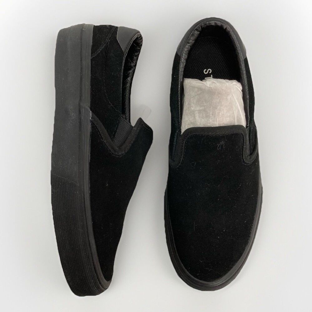 Straye Ventura Shoes M5.5 W7 Black Suede Slip On Skate Sneakers Casual Unisex